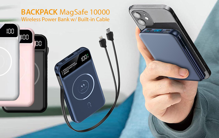 BACKPACK Wireless Power Bank with Cable